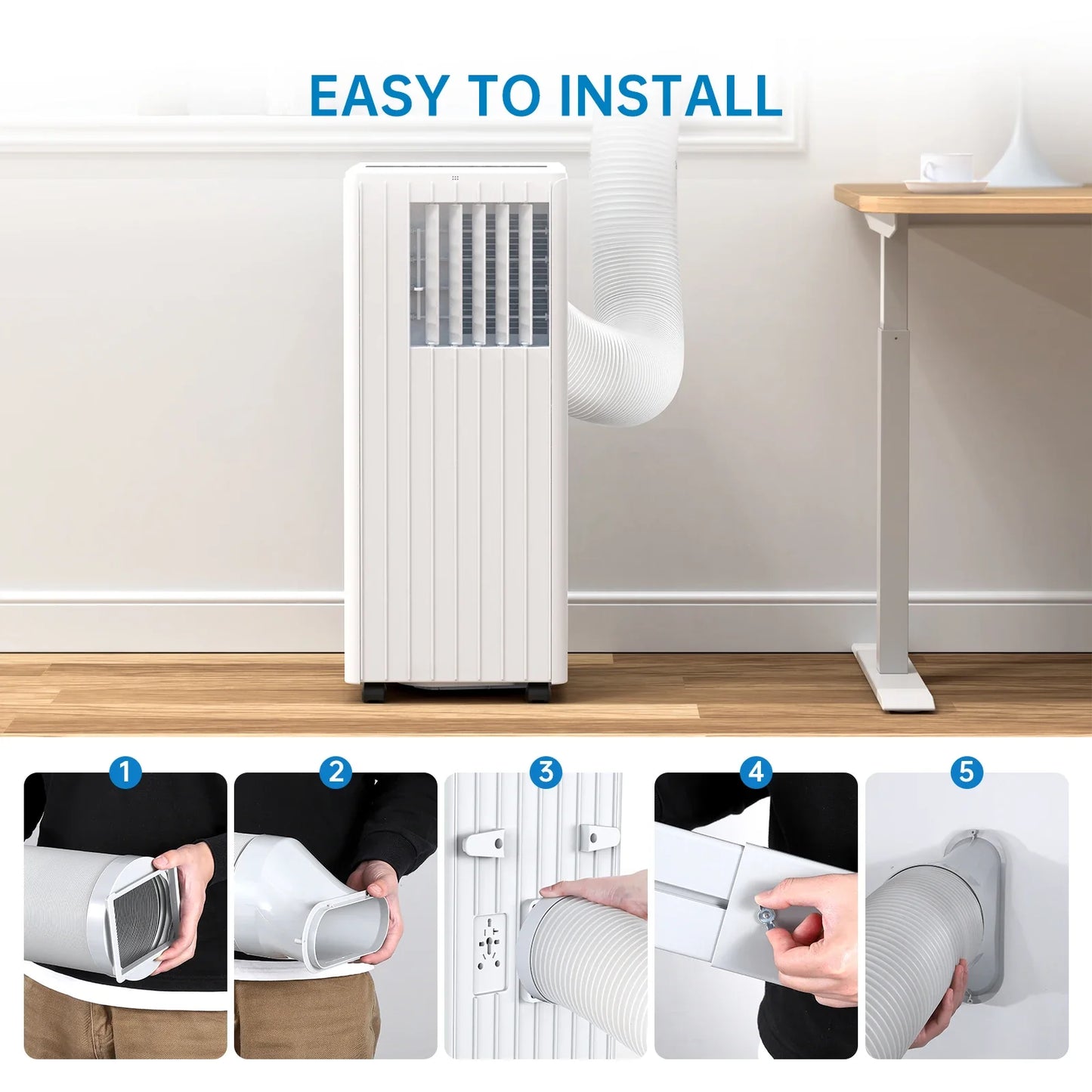 Portable Air Conditioner 9000BTUs 3 In1 Air Conditioner, Dehumidifier 42L/Day, Cooler, Fan with 2 Speeds,Digital Display