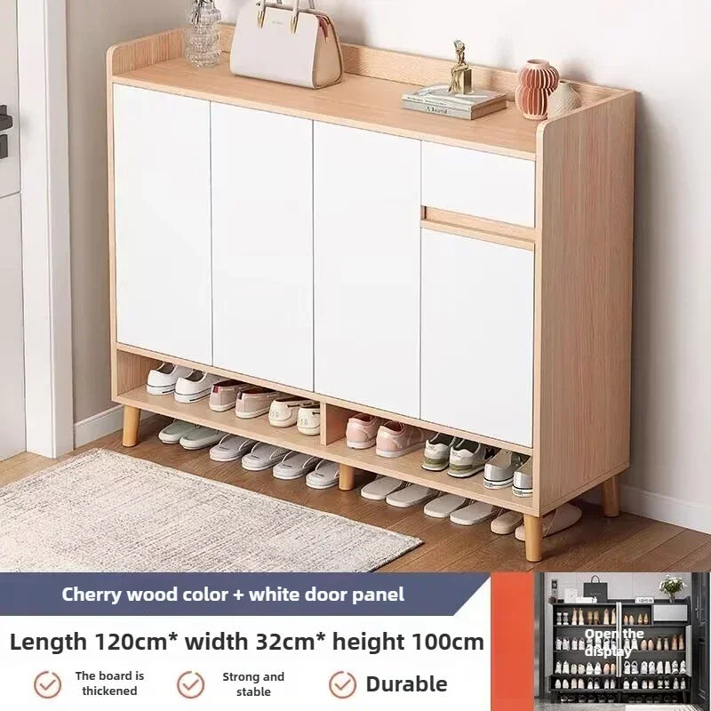 Corridor Shoe Cabinet At The Entrance of The Home Corridor Indoor Entrance Door Entrance Cabinet New Solid Wood Rack Shoe Shelf