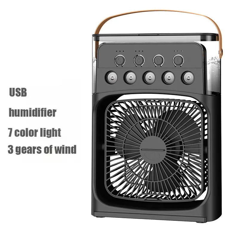 2025 New 3 in 1 Household Air Cooler Portable Small Fan with Humidifier and LED Nightlight Energy Saving