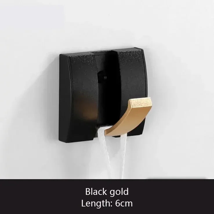 Bathroom Black Golden Hook Folding No Punch Installation Wall Mounted Rack Hooks Towel Clothes Holder Racks Hooks Bedroom