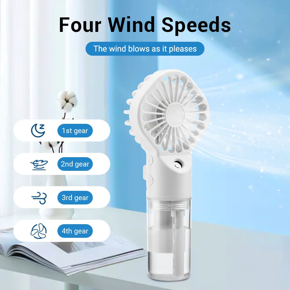 1pc Portable Handheld Spray Fan Mini Water Mist Cooling Fan for Student Dormitory Outdoor Summer Supplies Small Personal Fan