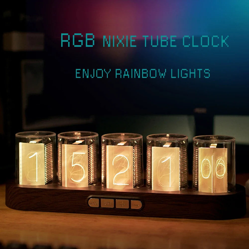 Digital Tube Clock with RGB LED Glows