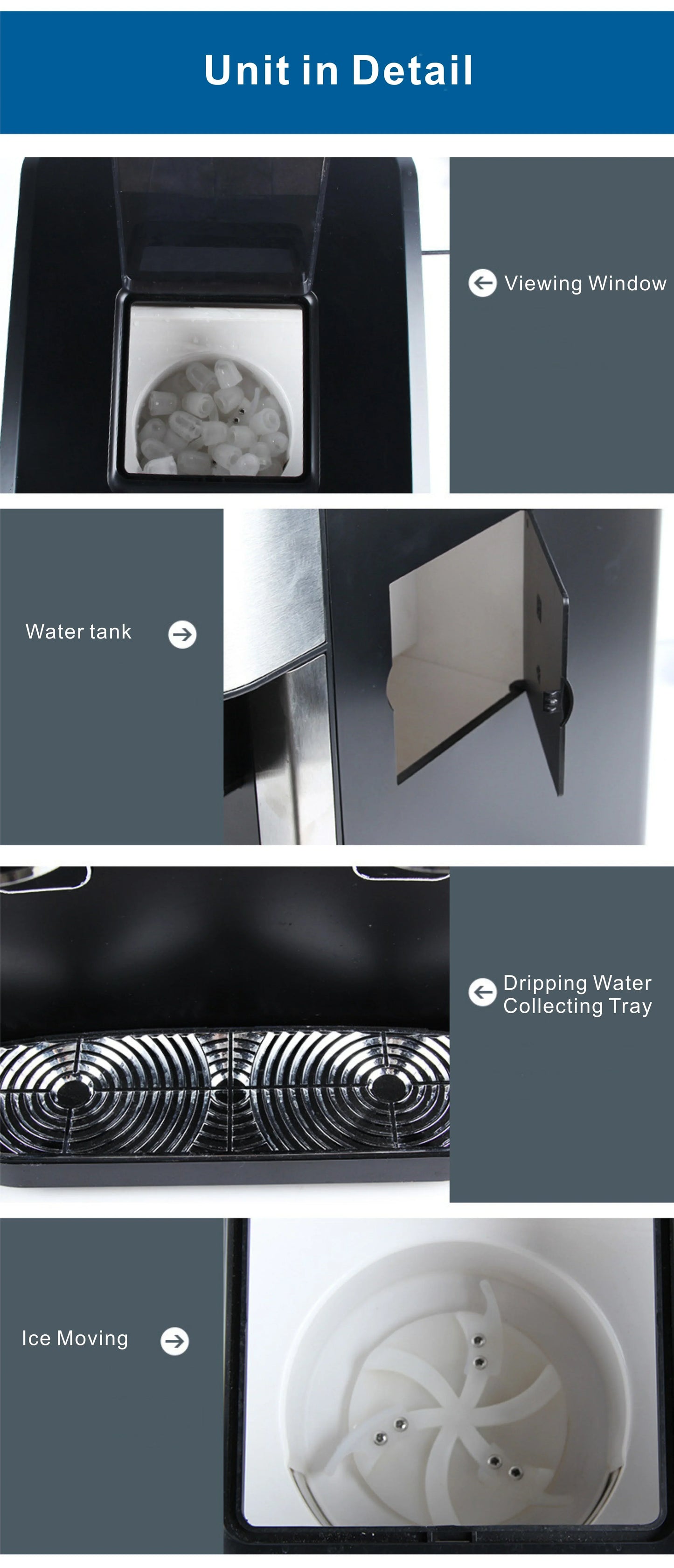 Countertop Ice Maker With Cold Water 2 Size Ice Cube Portable Automatic Ice Cube Making Machine With Crusher Direct Manufacturer