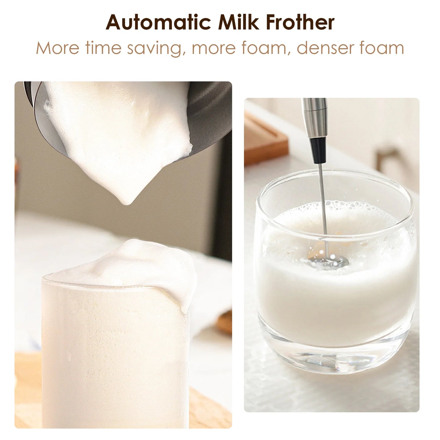 BioloMix Upgraded 5-in-1 LED Touch Screen Milk Frother for Lattes & Coffee, Hot And Cold Foam Maker