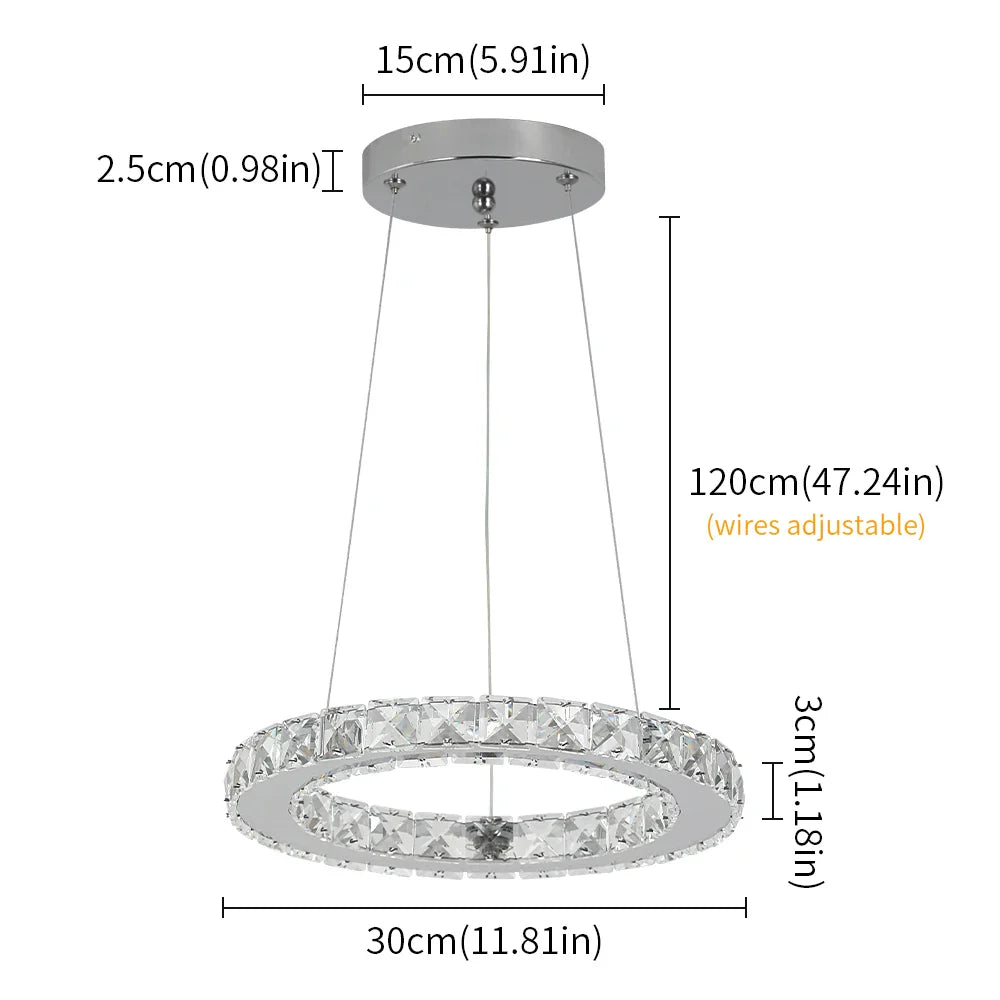 Luxury K9 Crystal Chandelier Pendant Lighting Fixtures Modern Ring Hanging Lamps Dining Room Hotel Home Appliance Decora Lights
