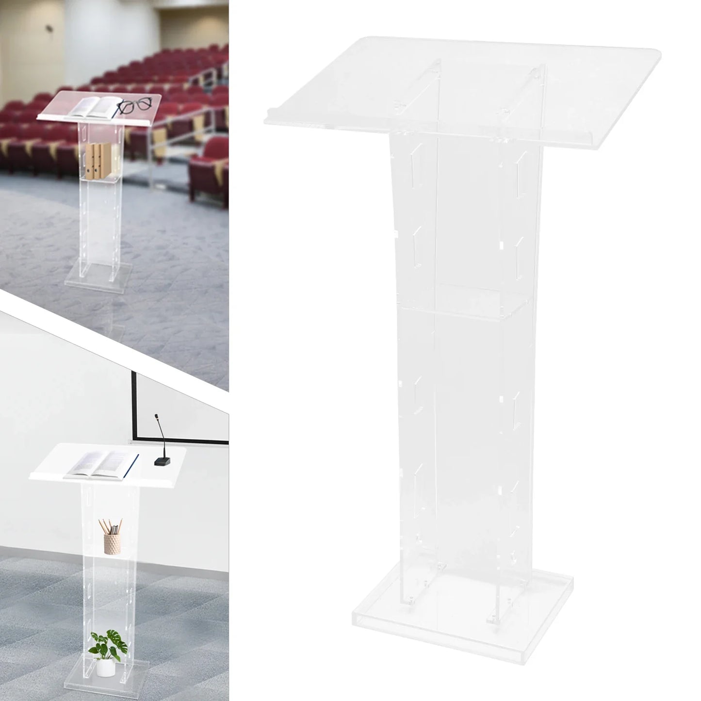 Lectern Plexiglas Podium Clear Standing Acrylic PulPits for Display Speech Podium Portable Academy Pulpit 60*40*110cm