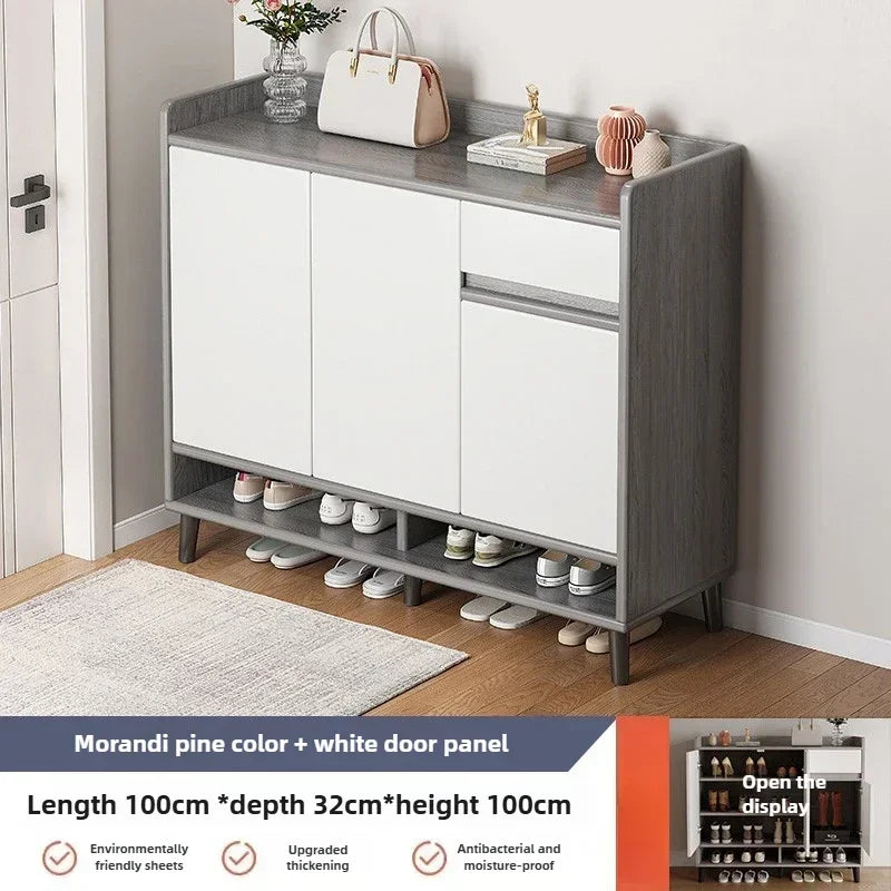 Corridor Shoe Cabinet At The Entrance of The Home Corridor Indoor Entrance Door Entrance Cabinet New Solid Wood Rack Shoe Shelf