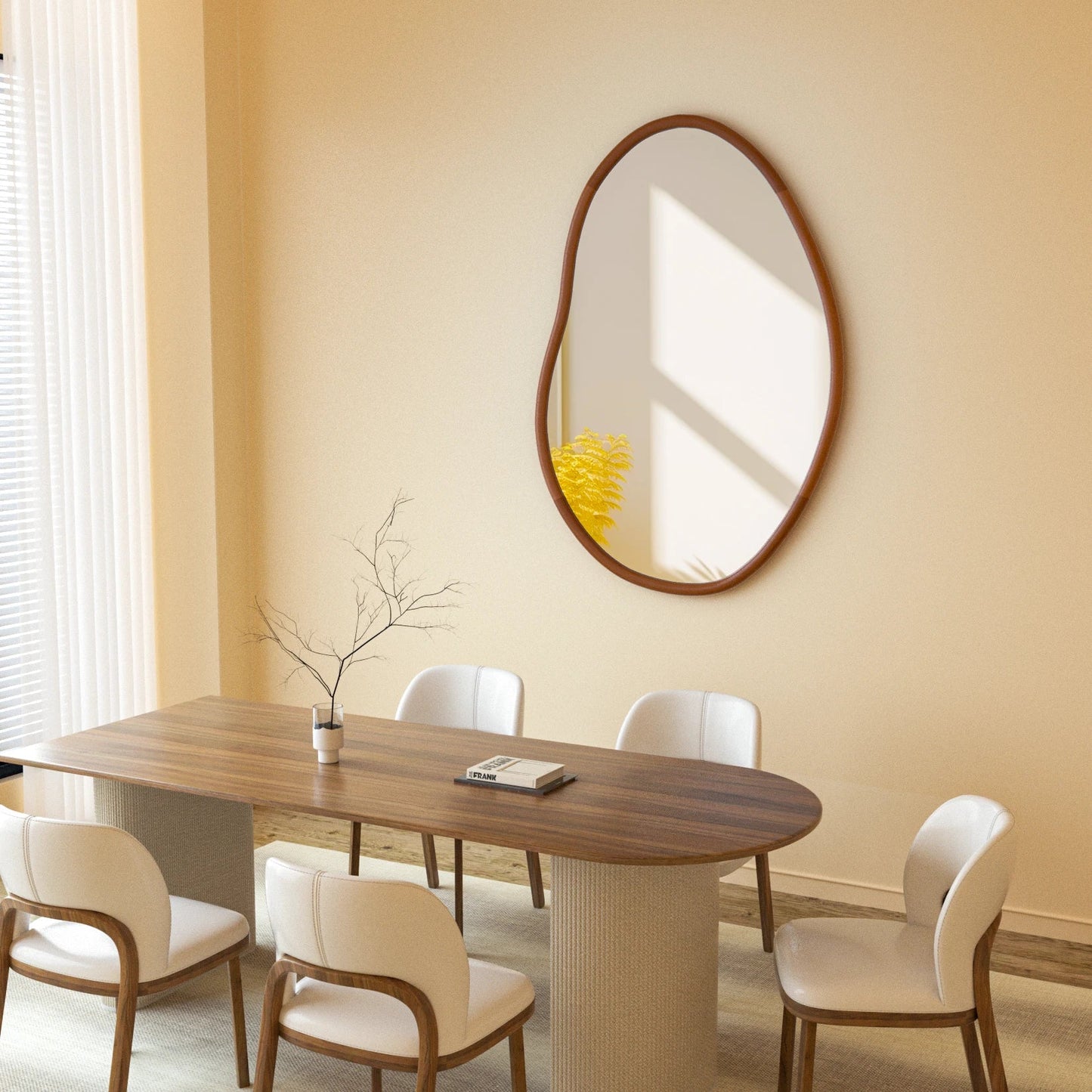 Irregular Wall Mirror Decorative Large Accent Mirror Vanity with Solid Wooden Frame for Livingroom Diningroom Bedroom Hallway