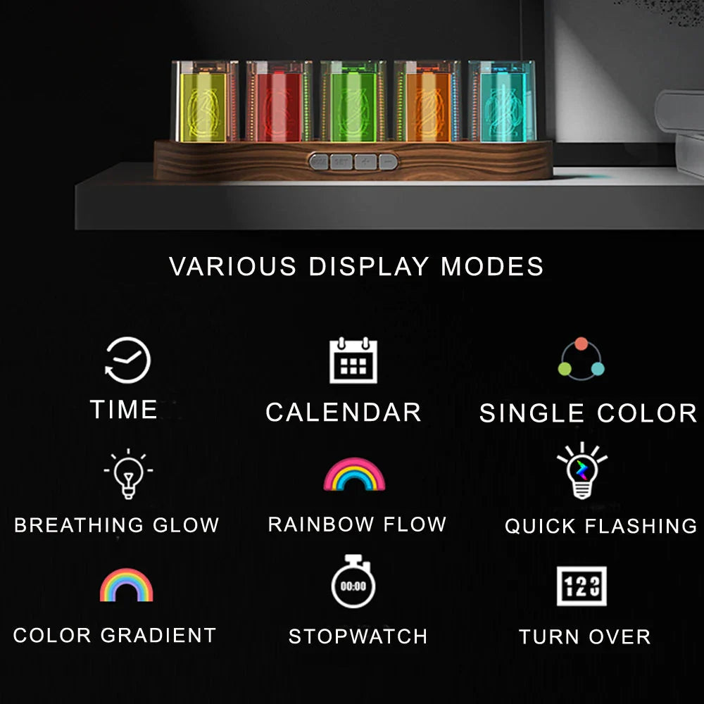 Digital Tube Clock with RGB LED Glows