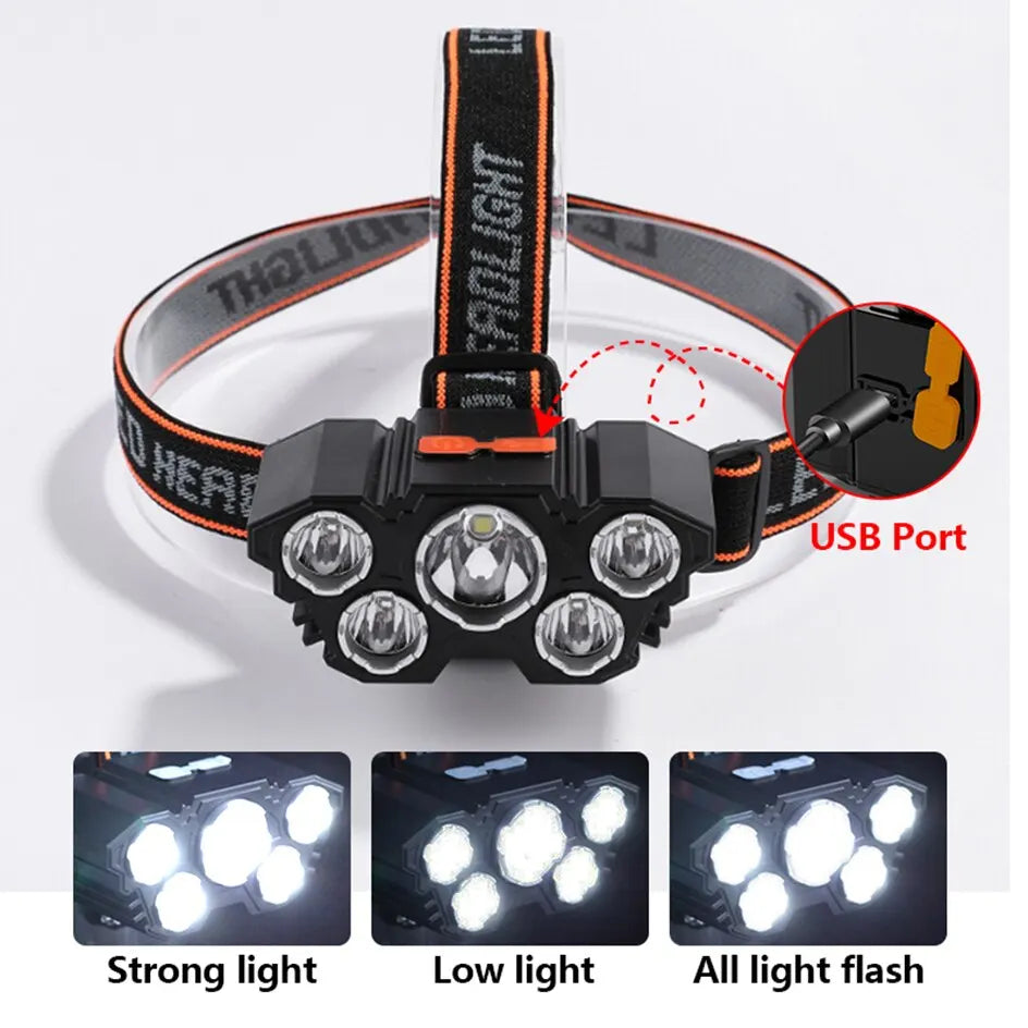 5 LED Headlamp Rechargeable
