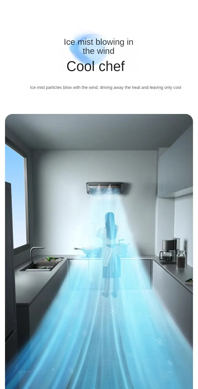 Kitchen Air Conditioning Refrigeration Wall-Mounted Fan Large Wind Rechargeable Fan Household Stand Remote Control Portable Fan