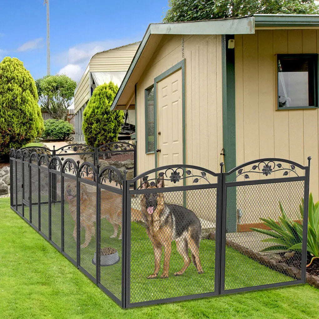 Foldable Metal Dog Playpen with Fertility Mat and Gate, Heavy Duty Pet Whelping Box, Exercise Fence Cage, Kennnels, 8 Panels