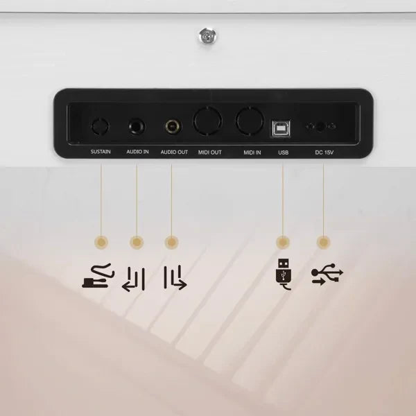 Glarry GDP-203 88 Key Standard Full Weighted Keyboards Digital Piano with Metal Stand, Power Adapter, Triple Pedals,