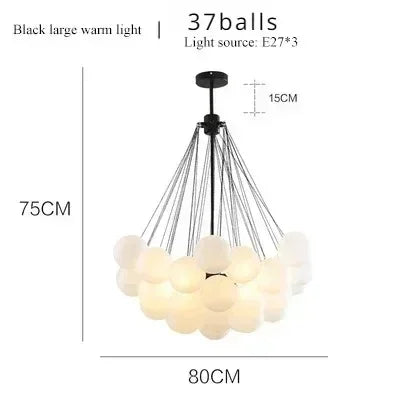 37 Glasses Bubble Chandeliers Frosted Glass Gold Black Pendant Light