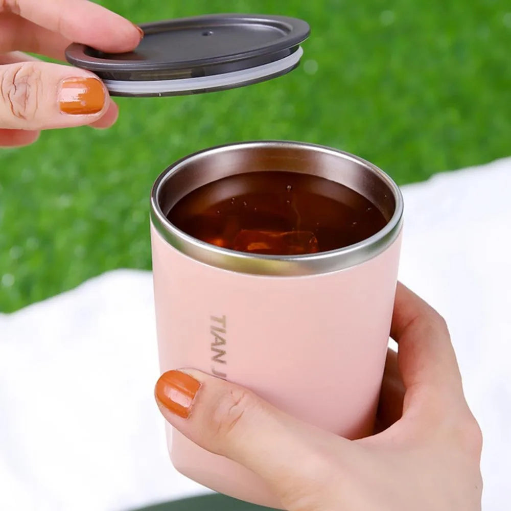 300ml Stainless Steel Coffee Mugs Thermos Cup Tea Coffee Water Cup Vacuum Insulated Travel Mug Car Mugs Household Office Mug