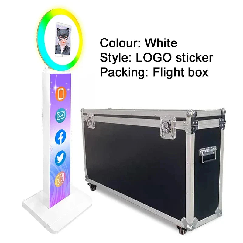 iPad Photo Booth Selfie Machine Shell Adjustable Stand Photobooth With LED Ring Light Customized LOGO For Wedding Partys Events