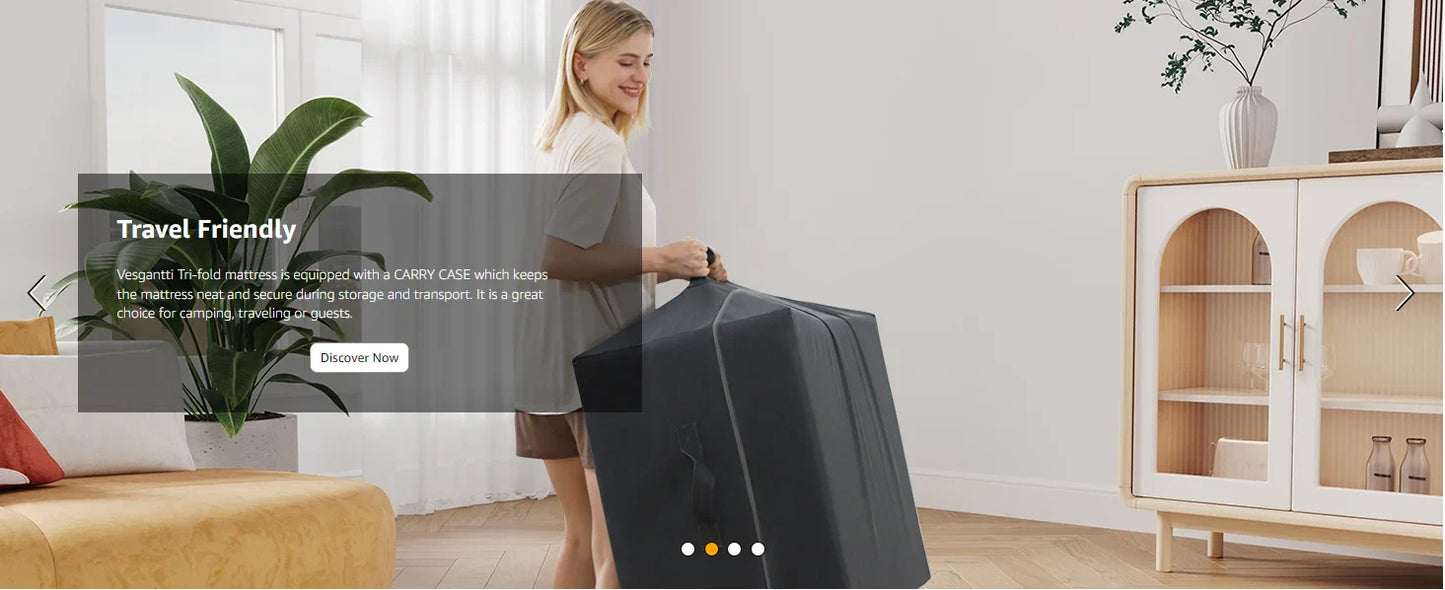 Folding Mattress with Storage Bag, 15CM Gel Memory Foam Foldable Mattress Tri-fold for Travel, Camping, Guest Bed