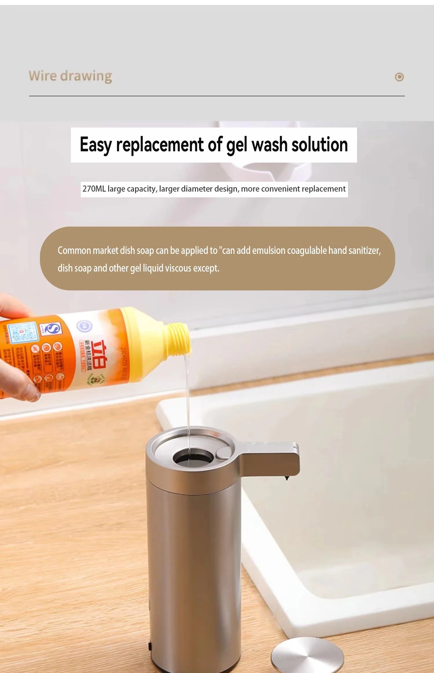 304 Stainless Automatic Liquid Soap Dispensers Steel Kitchen Metal Lotion Bottle Touchless Induction Sensor Bathroom Accessories