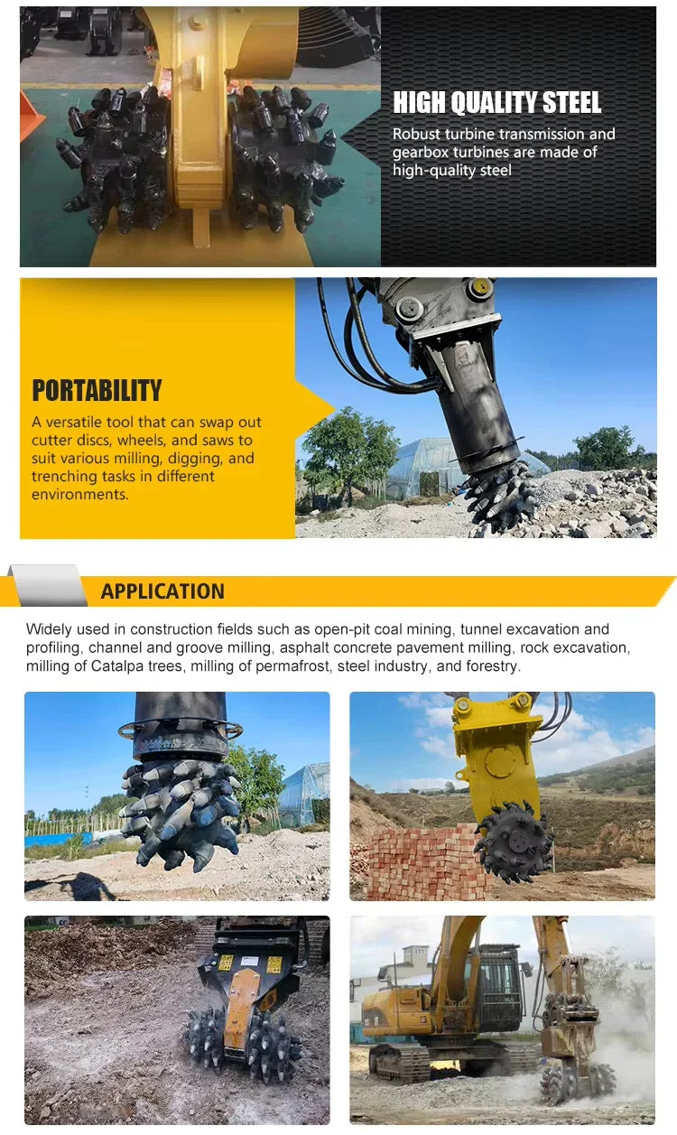 Hydraulic Drum Cutters Milling Machine Rock Grinder Superior Performance in Cutting Rock and Concrete