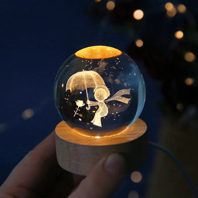 3D Crystal ball Planet Night Light