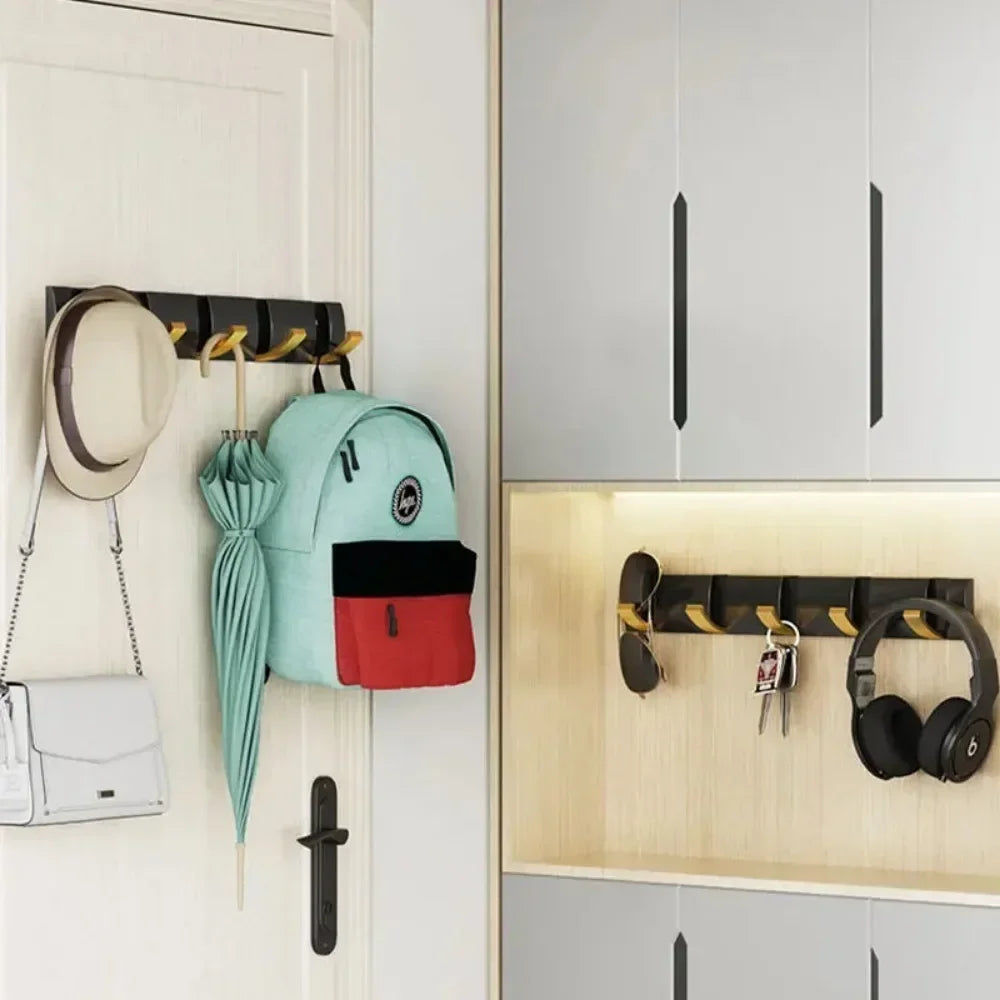 Bathroom Black Golden Hook Folding No Punch Installation Wall Mounted Rack Hooks Towel Clothes Holder Racks Hooks Bedroom