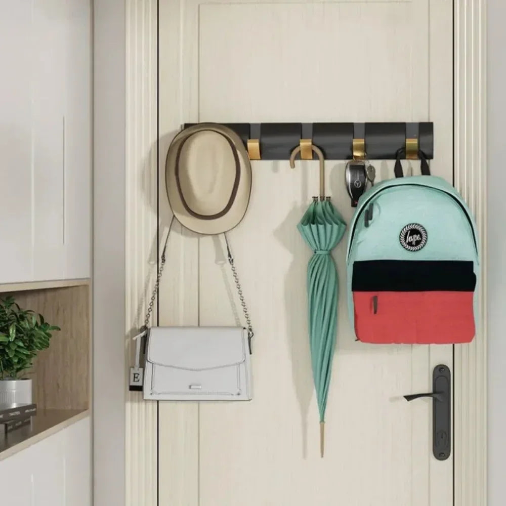 Bathroom Black Golden Hook Folding No Punch Installation Wall Mounted Rack Hooks Towel Clothes Holder Racks Hooks Bedroom