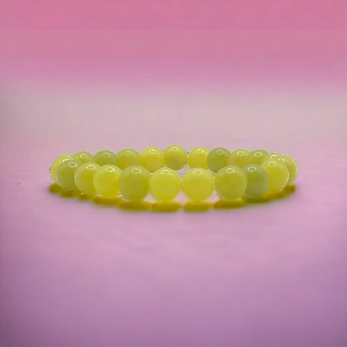 8mm Serpentine Gemtone Streach Bracelet in Rare Apple Green Color aka Zehrmora