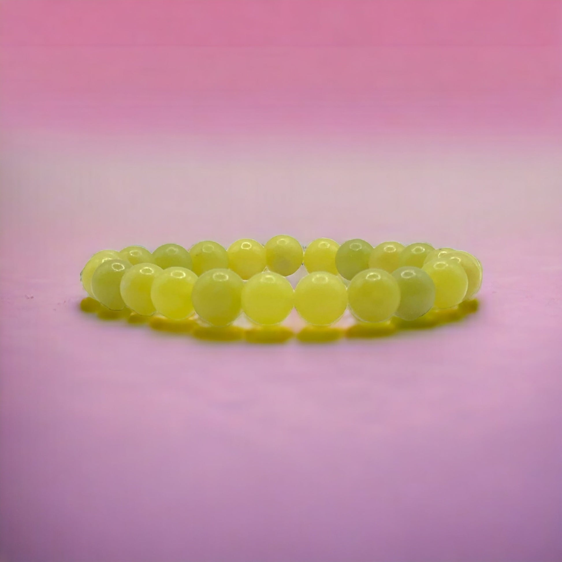 8mm Serpentine Gemtone Streach Bracelet in Rare Apple Green Color aka Zehrmora