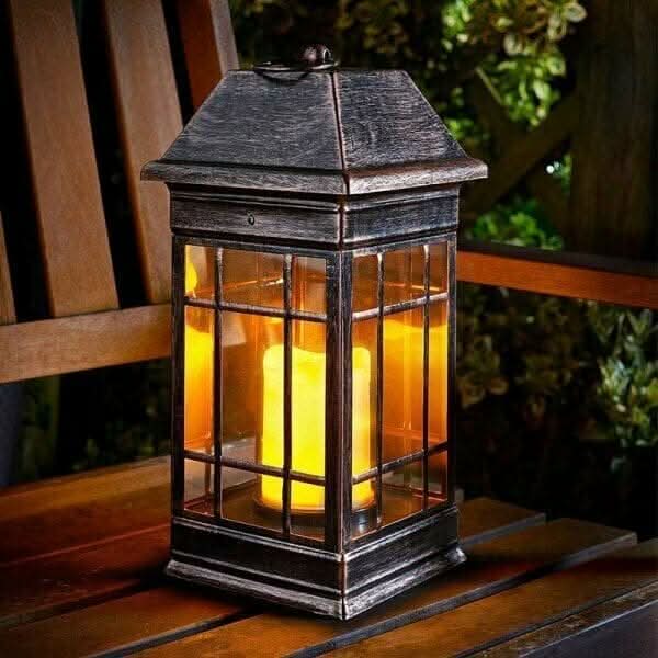 Seville Solar LED Lantern Vintage Waterproof Garden Light