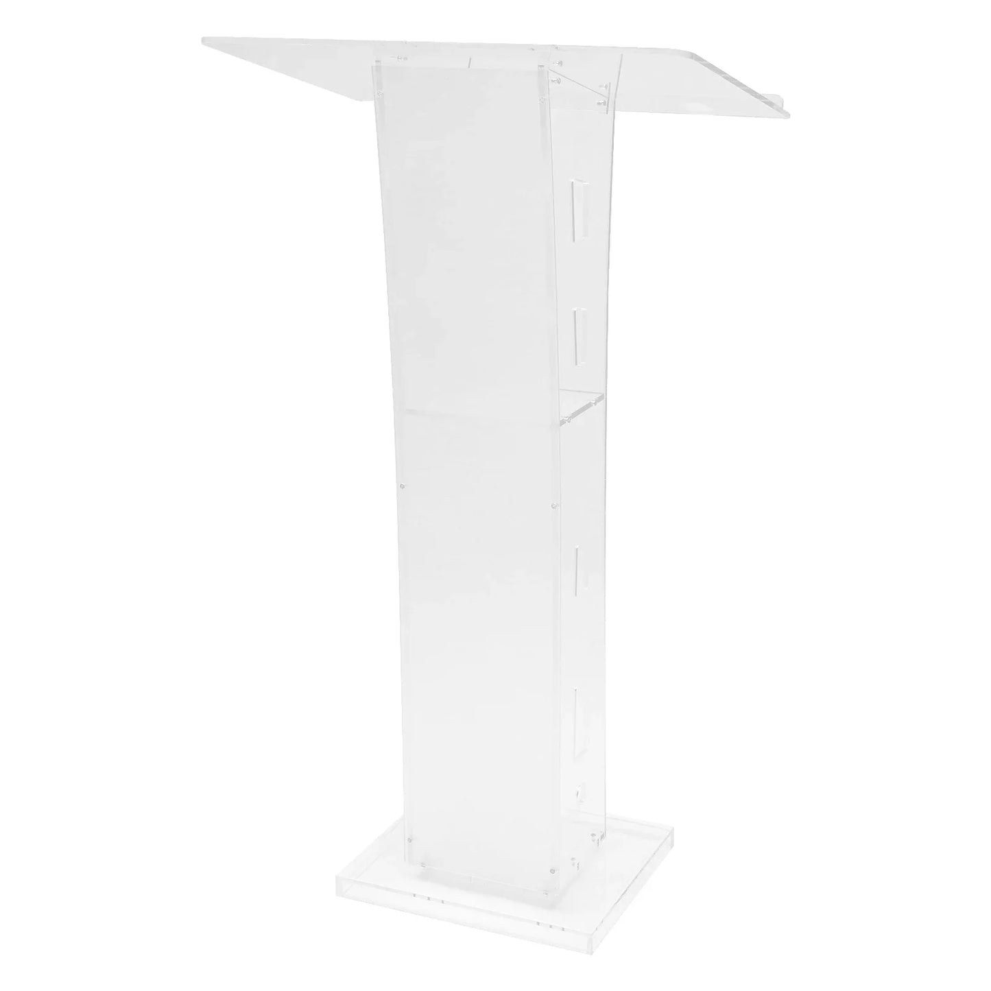 Acrylic Podium Floor Standing Clear Lecterns W/ Storage Shelf School Stand Desk Church Pulpit Office Lecture Table 43in H