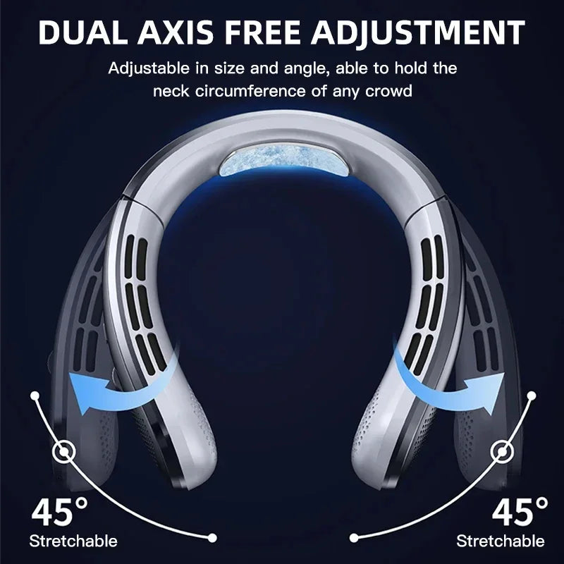 8000mAh USB Hanging Neck Fan Portable Bladeless Mini Rechargeable Mute LED Digital Display Electric Fans Air Cooler New 2025