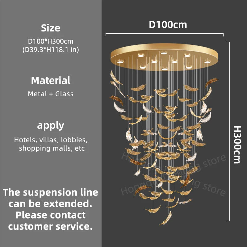 luxury Glass Hanging  Led Chandelier