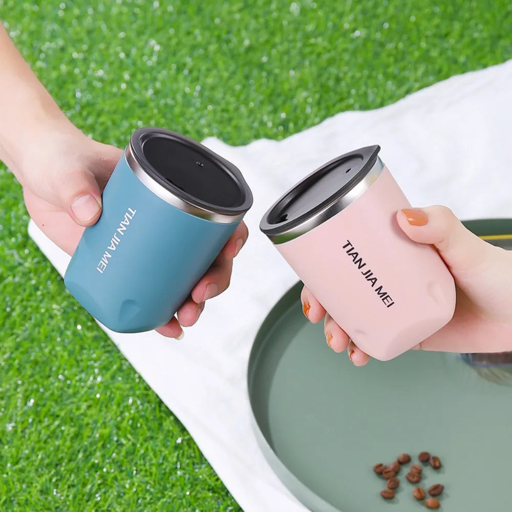 300ml Stainless Steel Coffee Mugs Thermos Cup Tea Coffee Water Cup Vacuum Insulated Travel Mug Car Mugs Household Office Mug