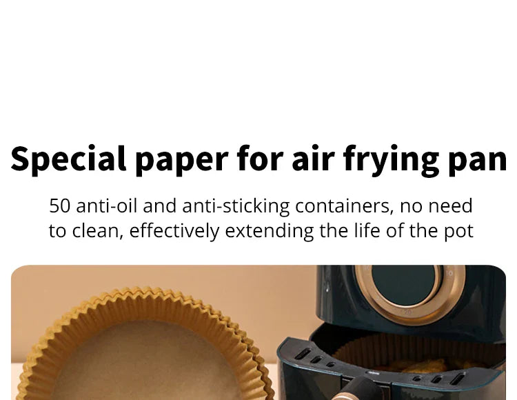 50pcs Air Fryer Special Paper Food Silicon Oil Paper Round Bracket High Temperature Absorbent Paper Baking Accessories