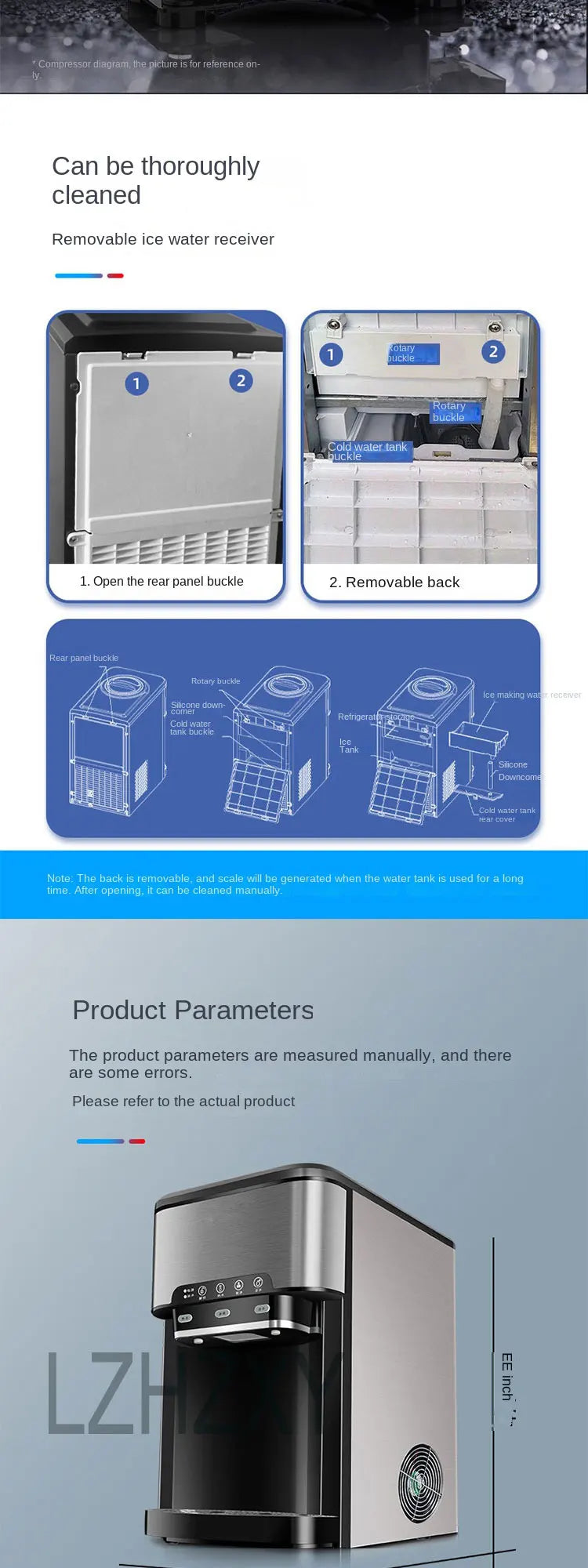 Drinking Water Ice Maker 48lbs Daily Ice Cube Makers Stainless Steel Ice Makers Countertop Tabletop Ice Maker Machine