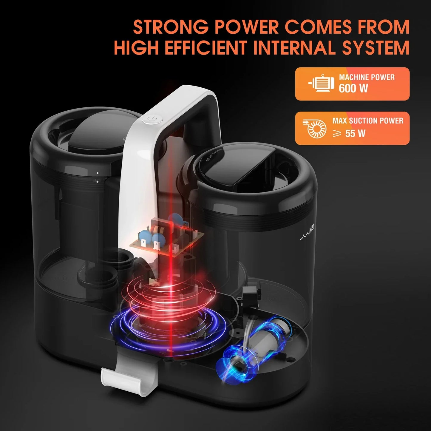 Mamnv Spot Cleaner 600/450W 15/11KPa Handheld Carpet Cleaner for Sofa Curtain Spray Suction Integrated Machine Clean Machine