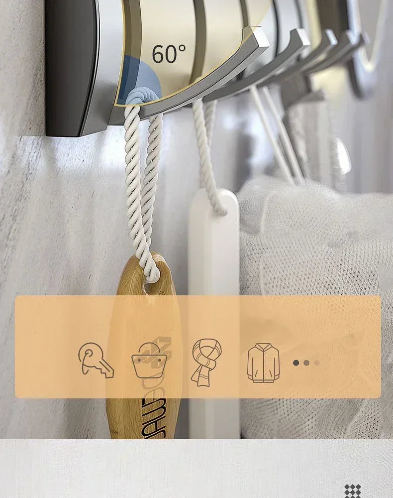 Bathroom Black Golden Hook Folding No Punch Installation Wall Mounted Rack Hooks Towel Clothes Holder Racks Hooks Bedroom