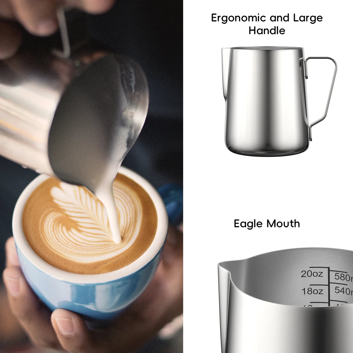 Biolomix Stainless Steel Coffee Steam Milk Cup 350ml for Milk frothier, Coffee Machine