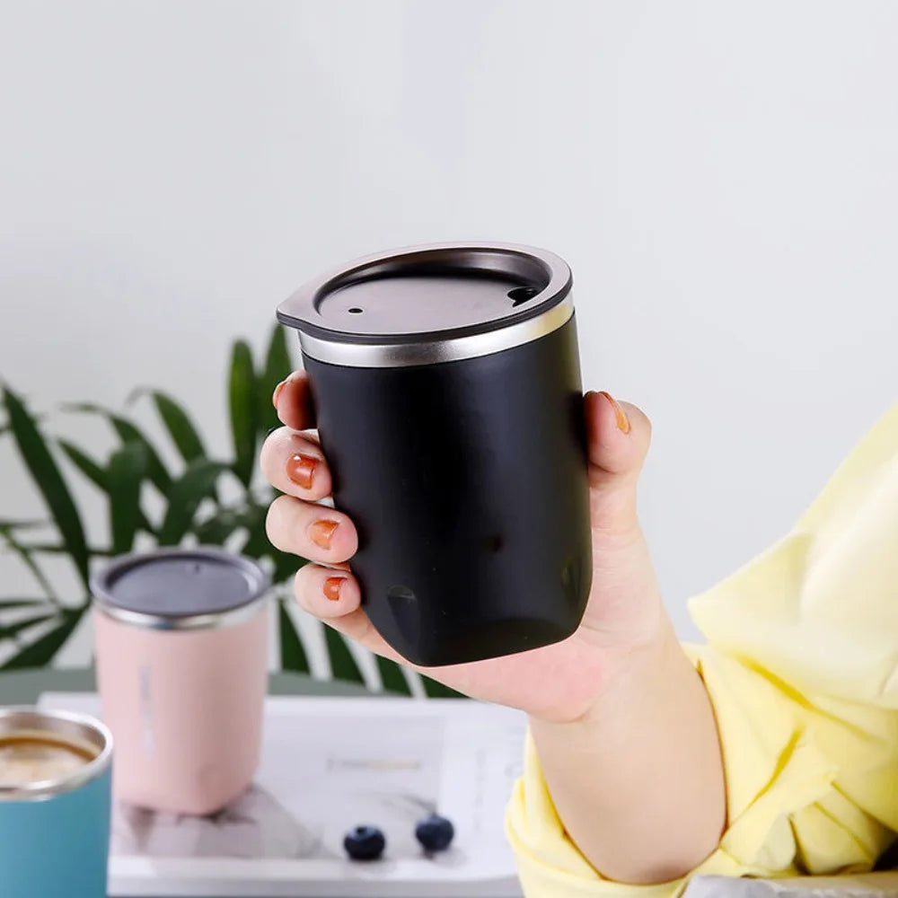 300ml Stainless Steel Coffee Mugs Thermos Cup Tea Coffee Water Cup Vacuum Insulated Travel Mug Car Mugs Household Office Mug