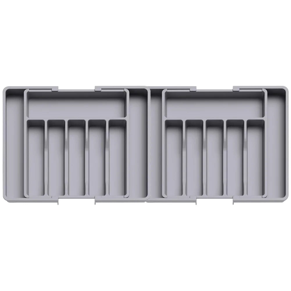 Adjustable Flatware Tableware Organizer Expandable Utensil Tray with Dividers Utensil Holder Storage Tray for Spoons Fork Knives