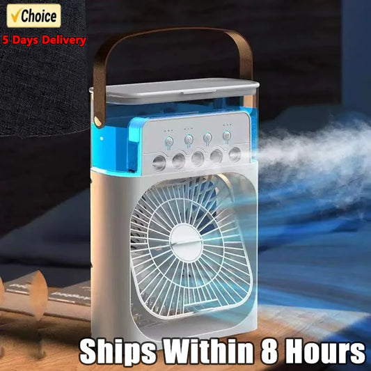 2025 New 3 in 1 Household Air Cooler Portable Small Fan with Humidifier and LED Nightlight Energy Saving
