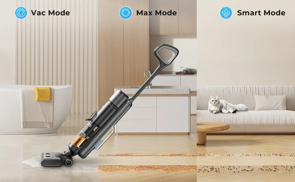 Laresar M3 Cordless Wet Dry Vacuum Cleaner Mop, Edge Cleaning 55min Auto Suction Floor Washer Self-Cleaning Smart Home Appliance