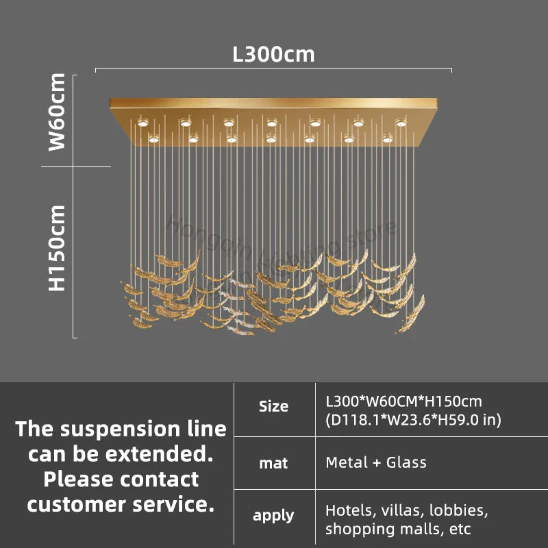 luxury Glass Hanging  Led Chandelier