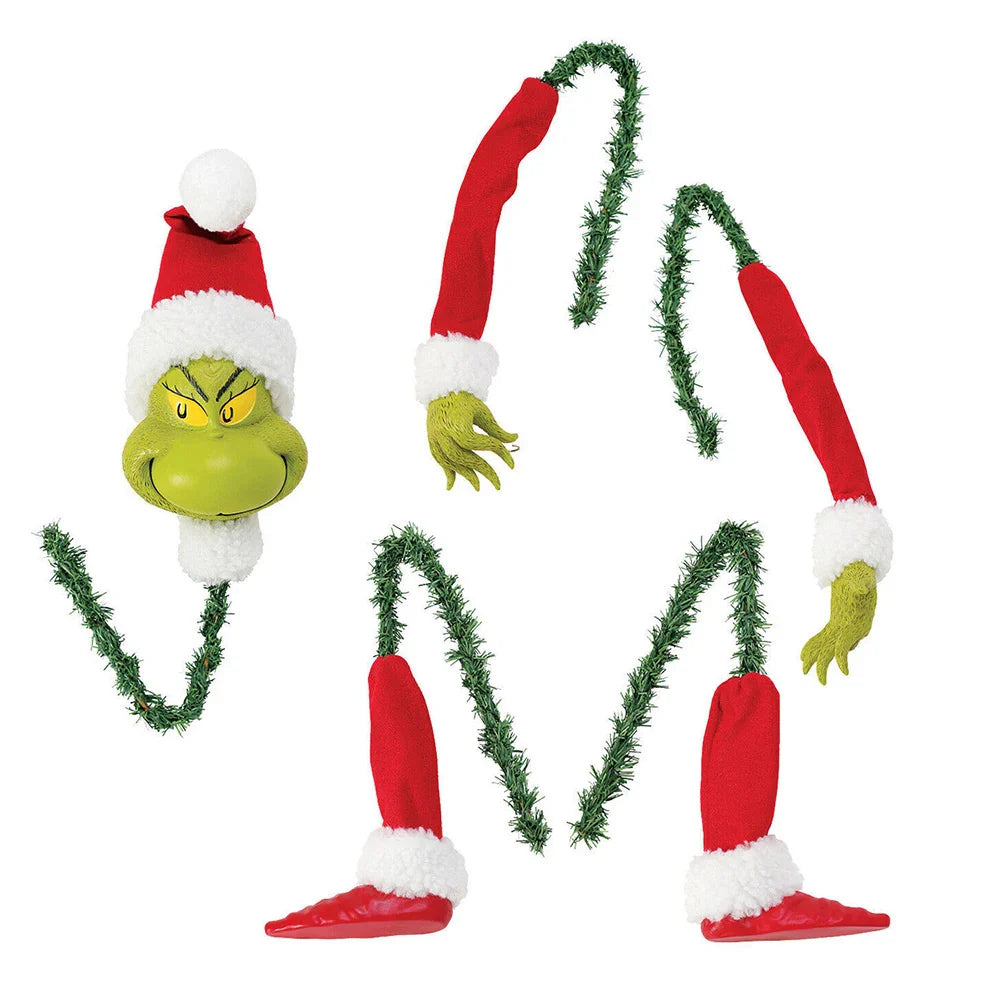 5PCS Stole Stuffed Stuck Topper Garland Ornament Head/Arms and Legs Grinch Elf Body Tree Decoration Xmas for Christmas Tree