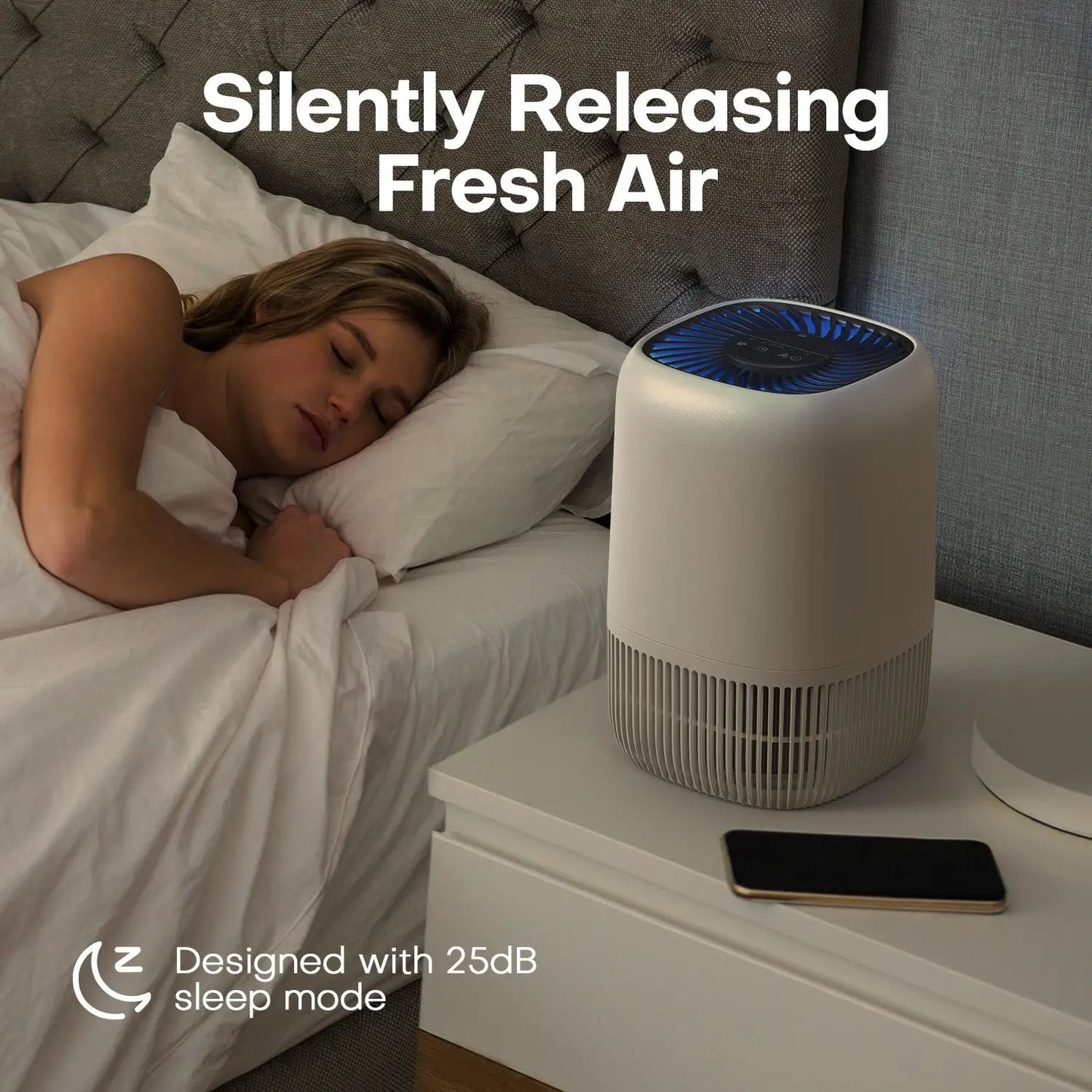 Air Purifiers for Bedroom Home, Air Filter Cleaner with Fragrance Sponge, HEPA Filter for Smoke, Allergies, Pollen, Pet Timer