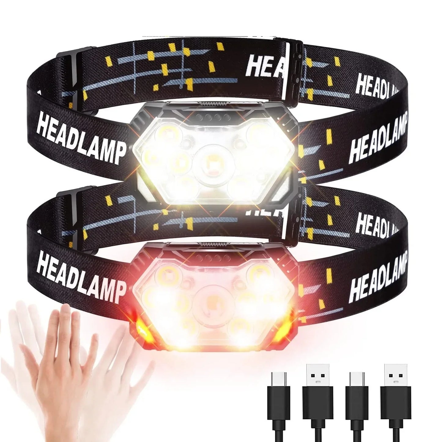 9 Led Strong Light Headlamp USB Rechageable Motion Sensor