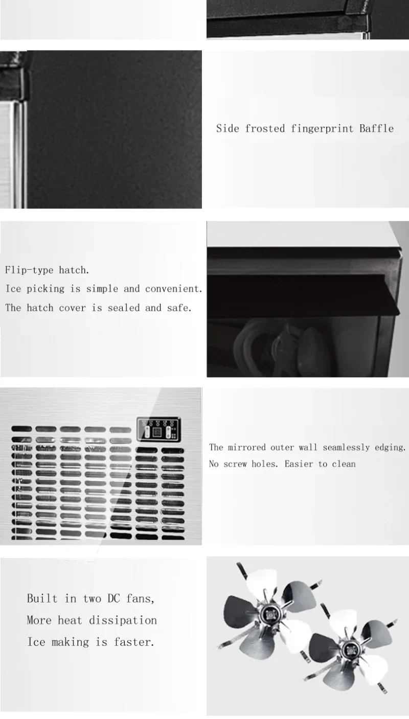 Countertop Nugget Ice Maker Self Cleaning Pellet Ice Machine Open and Pour Water Refill Stainless Steel Housing