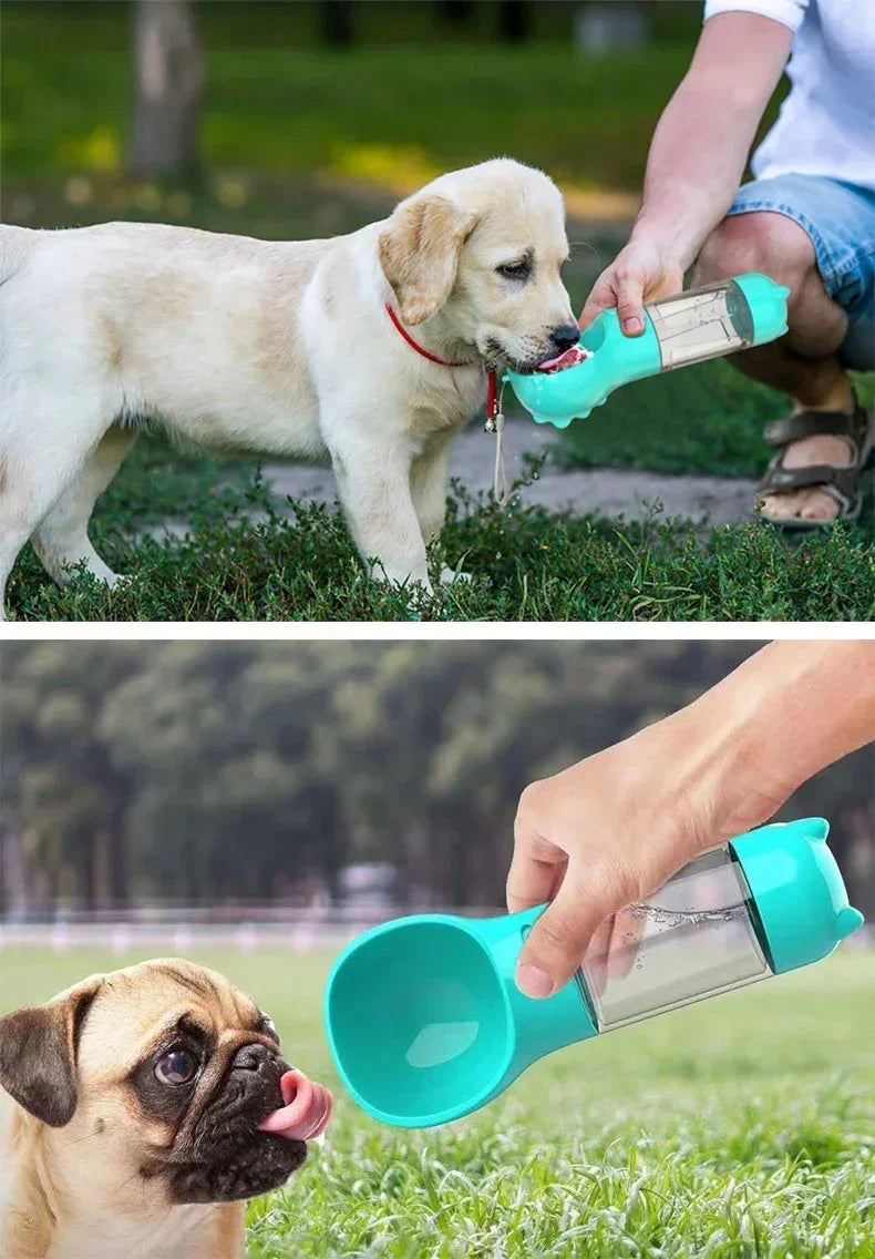 3 in 1 Portable Dog Water Bottle Pet Food Feeder Drinker Poop Dispenser Leak-proof Multifunctional Dog Water Bottle Dog Feeder