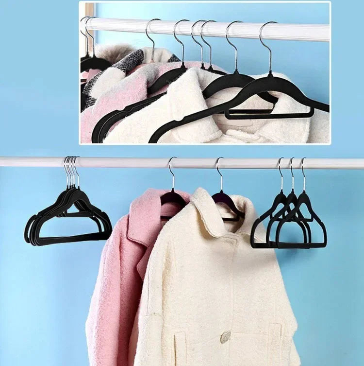5/10/20pcs Clothes Coat Velvet Hangers Non Slip Luxury Flocked Trouser Skirt Storage Hook Hanger Closet Clothes Hangers