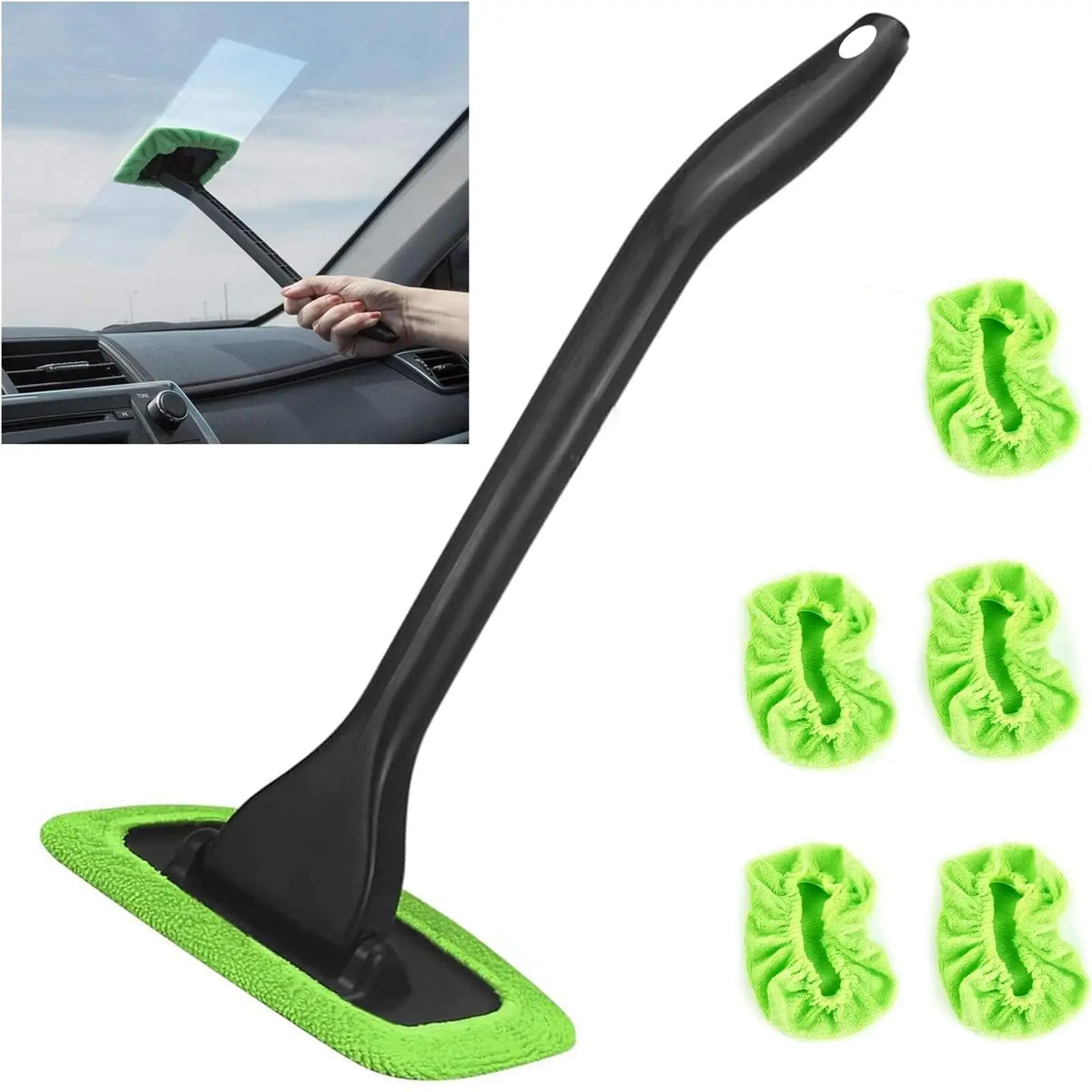 Car Windshield Cleaning Tool Interior Glass Cleaner with 5 Reusable Pads